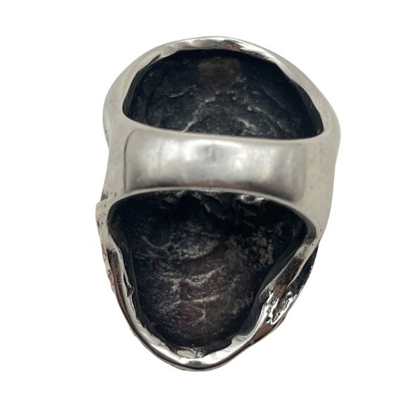 American Flag Skull Mask Stainless Steel Ring Size 10.5 Biker Skeleton Goth USA - Picture 3 of 9